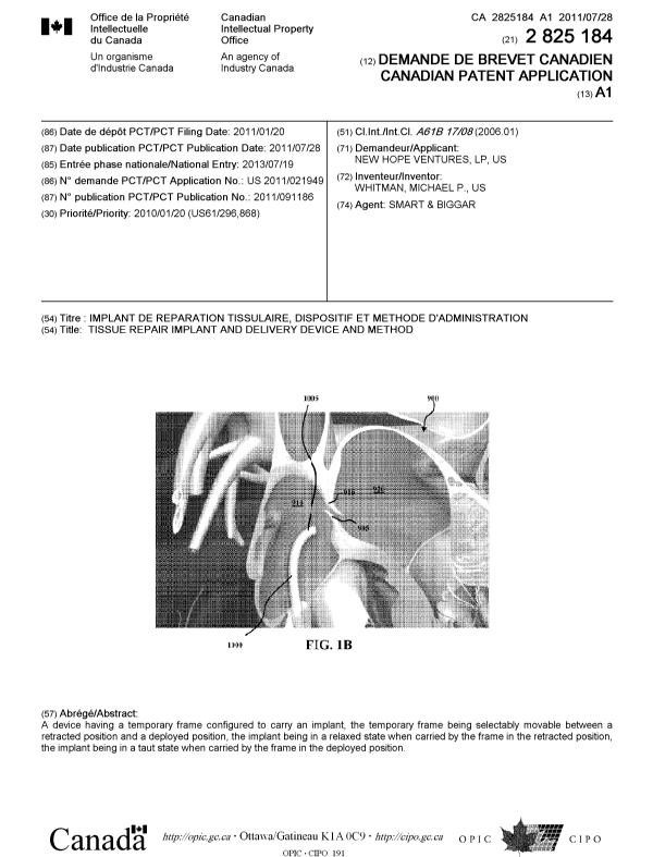Document de brevet canadien 2825184. Page couverture 20131004. Image 1 de 1