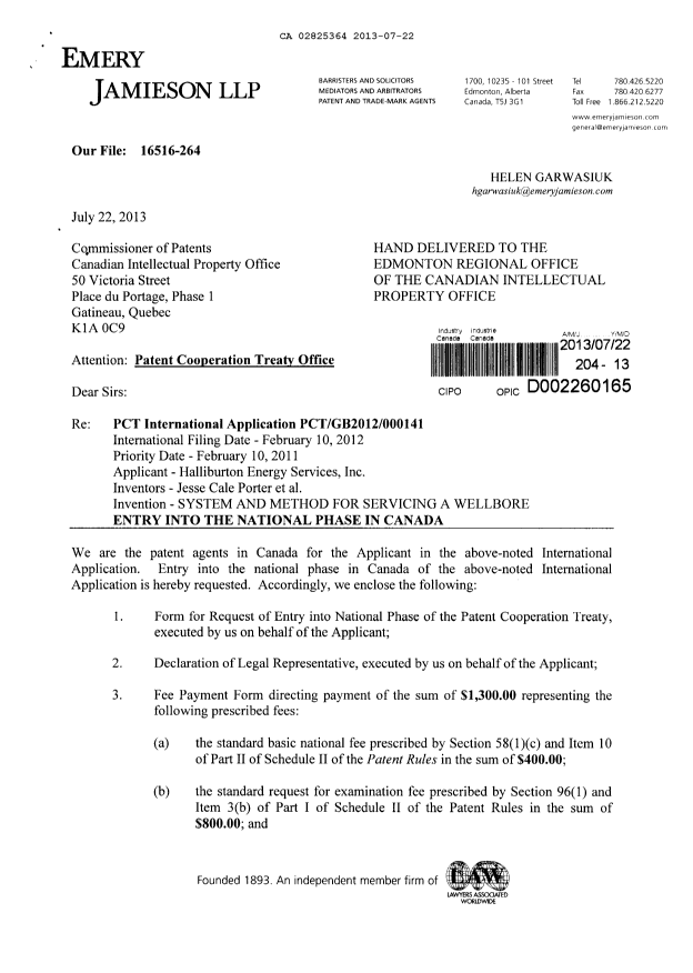 Document de brevet canadien 2825364. Cession 20130722. Image 1 de 15
