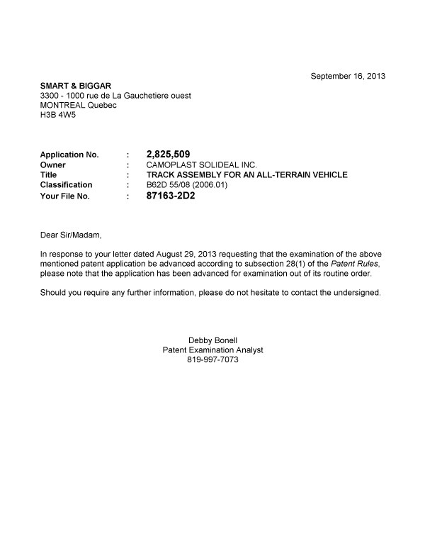 Canadian Patent Document 2825509. Prosecution-Amendment 20121216. Image 1 of 1