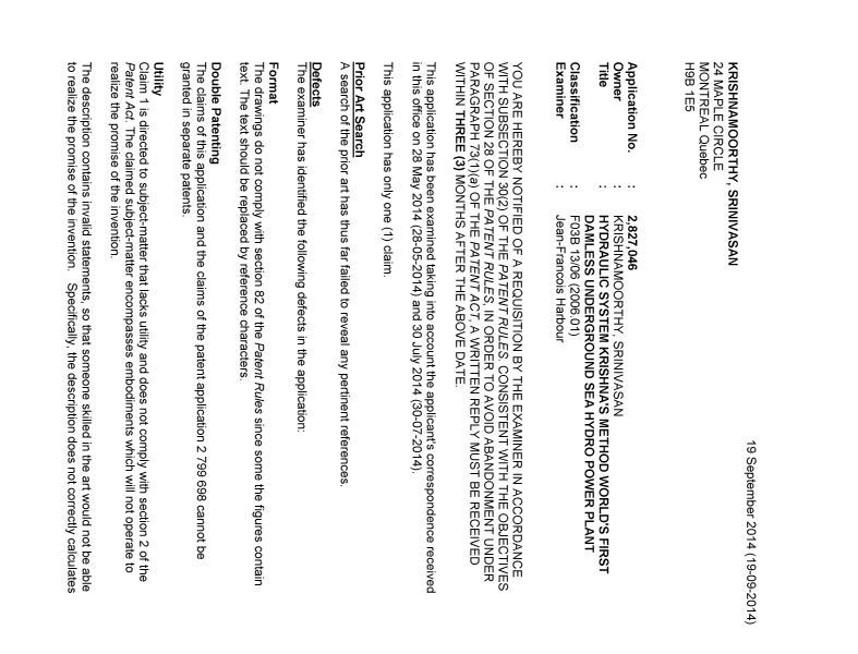 Document de brevet canadien 2827046. Poursuite-Amendment 20131219. Image 1 de 4