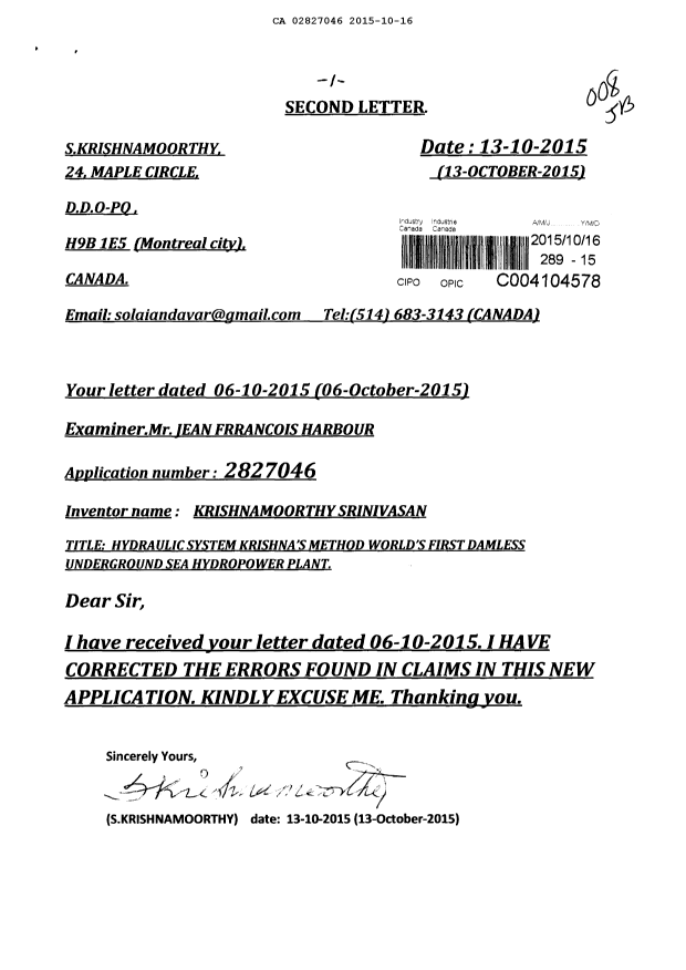Canadian Patent Document 2827046. Prosecution-Amendment 20141216. Image 1 of 26
