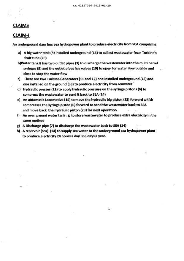 Canadian Patent Document 2827046. Claims 20141229. Image 1 of 1