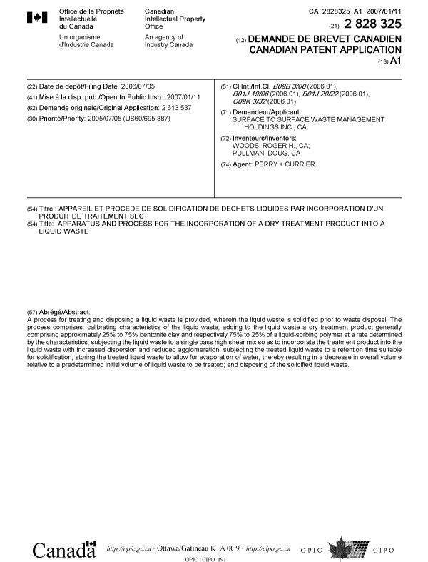 Canadian Patent Document 2828325. Cover Page 20121221. Image 1 of 1
