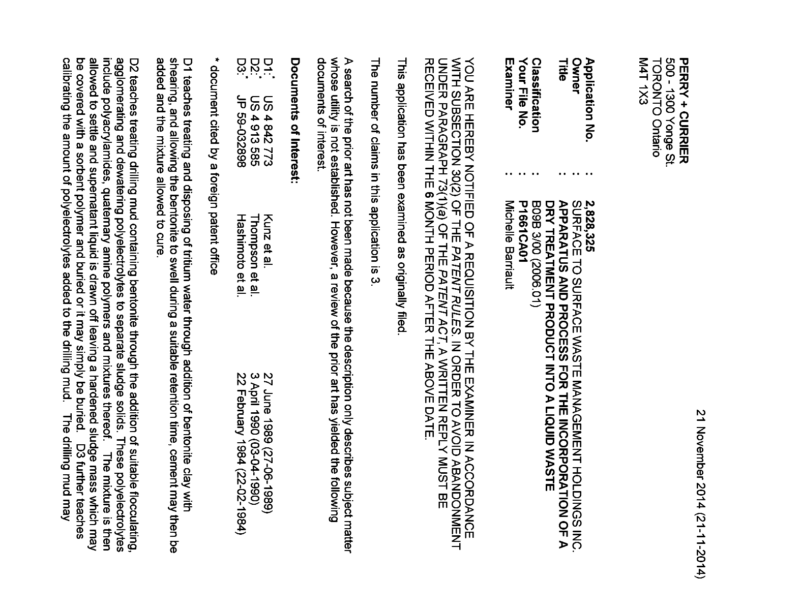 Canadian Patent Document 2828325. Prosecution-Amendment 20131221. Image 1 of 3