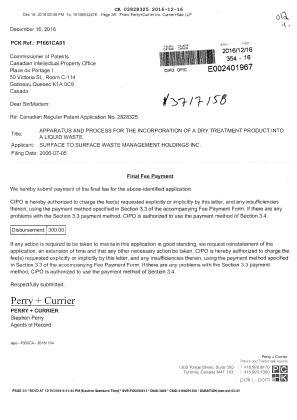 Document de brevet canadien 2828325. Correspondance 20151216. Image 1 de 3