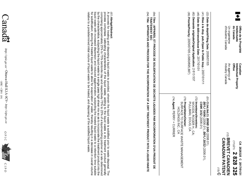Document de brevet canadien 2828325. Page couverture 20161209. Image 1 de 1