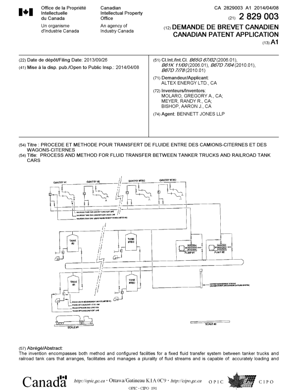 Canadian Patent Document 2829003. Cover Page 20131225. Image 1 of 2