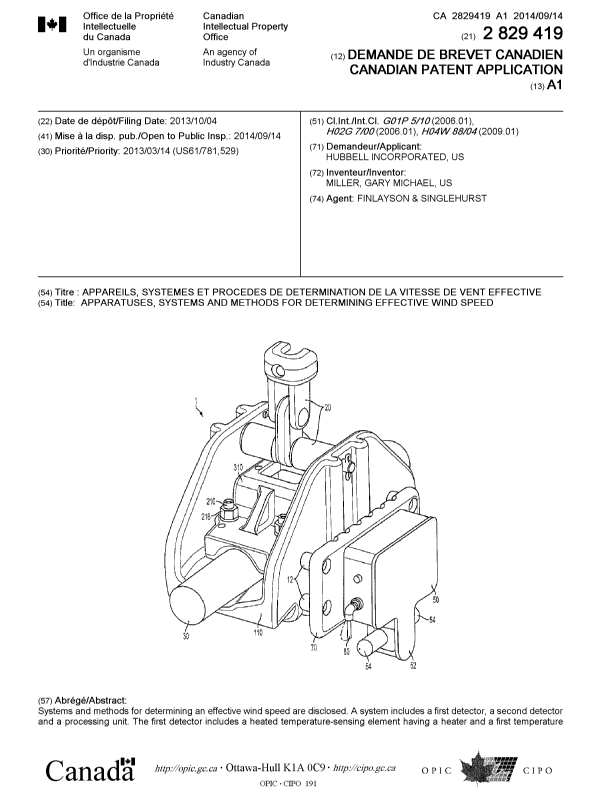 Document de brevet canadien 2829419. Page couverture 20141002. Image 1 de 2