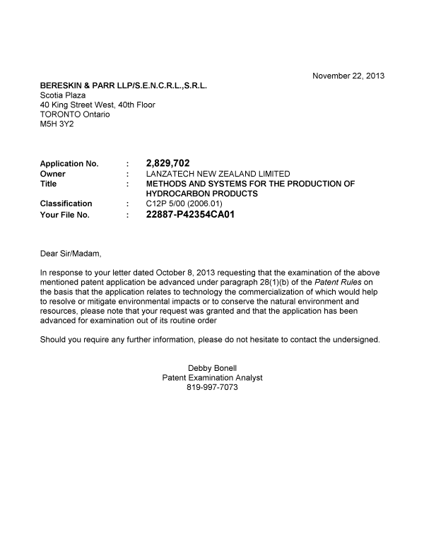 Document de brevet canadien 2829702. Poursuite-Amendment 20121222. Image 1 de 1