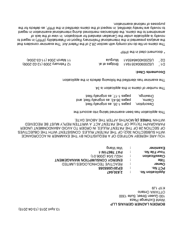 Canadian Patent Document 2830647. Prosecution-Amendment 20141213. Image 1 of 3