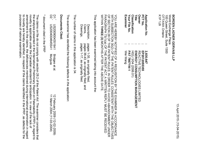 Canadian Patent Document 2830647. Prosecution-Amendment 20141213. Image 1 of 3