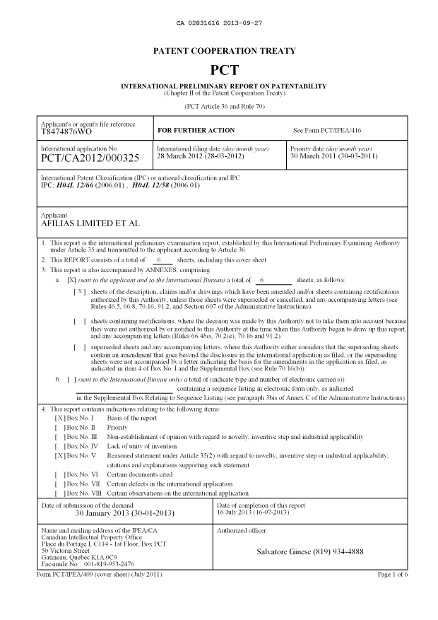 Document de brevet canadien 2831616. PCT 20121227. Image 2 de 14