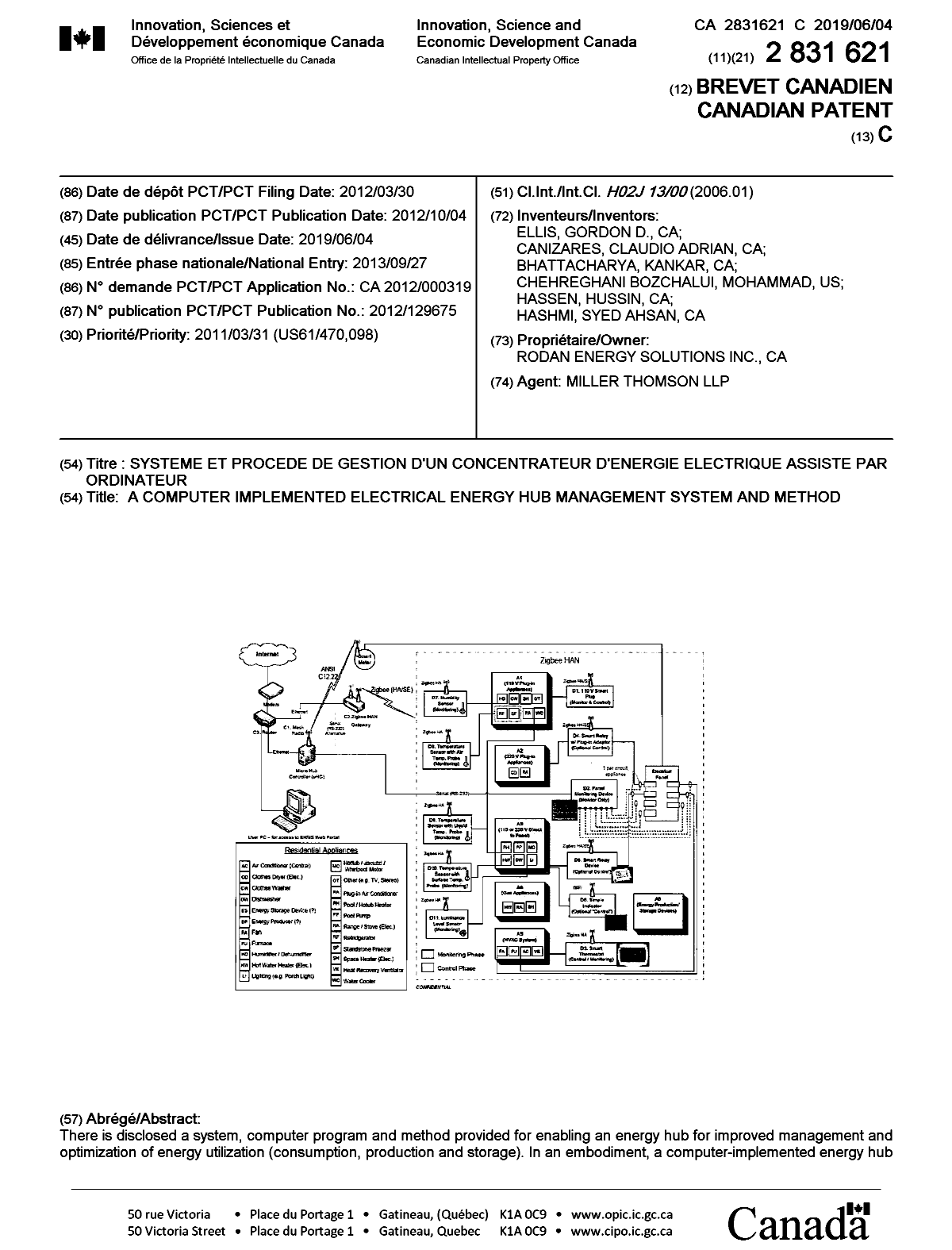 Document de brevet canadien 2831621. Page couverture 20190507. Image 1 de 2