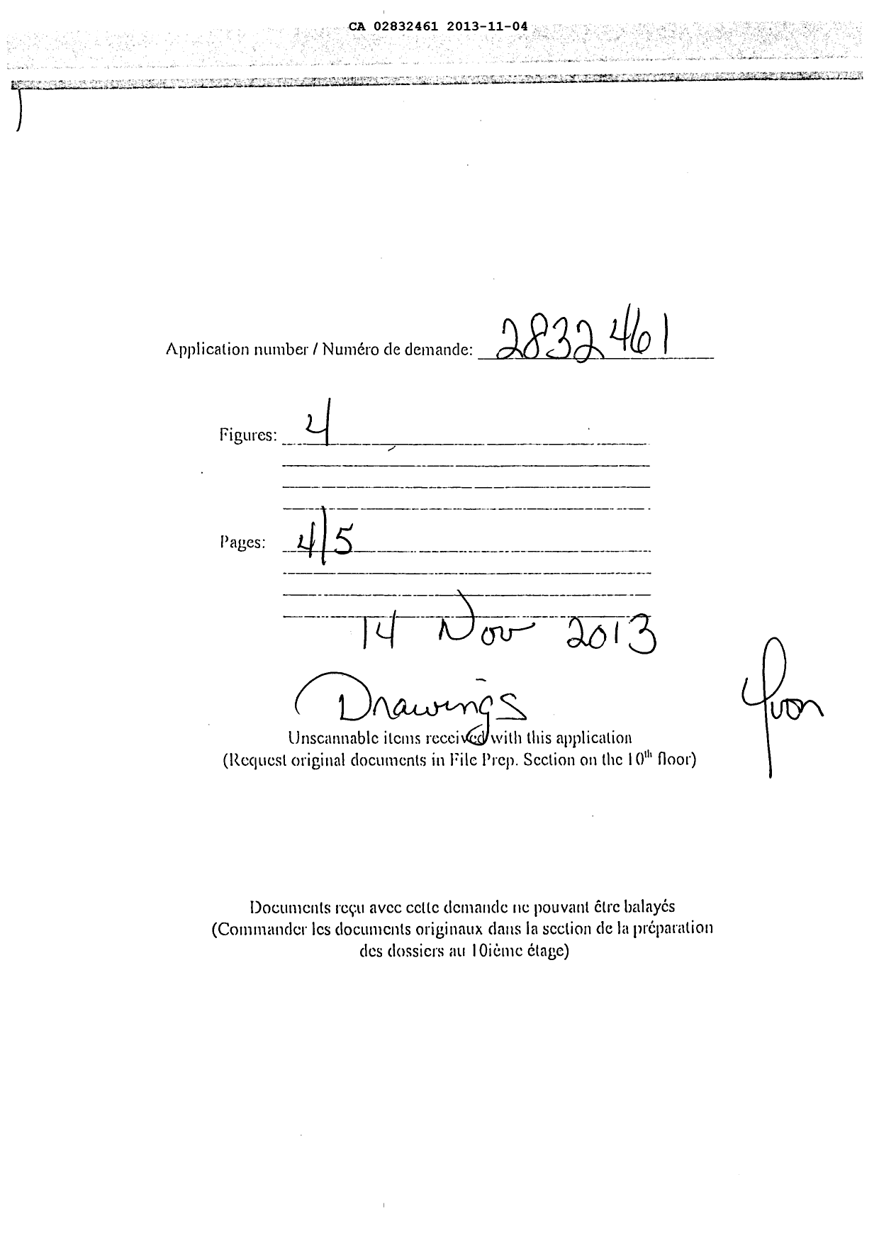 Document de brevet canadien 2832461. Dessins 20121204. Image 1 de 5