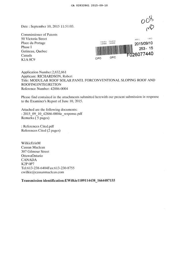 Document de brevet canadien 2832861. Poursuite-Amendment 20141210. Image 1 de 6