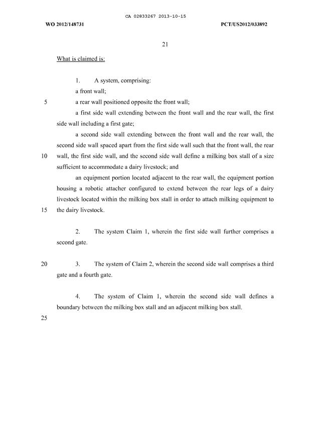 Document de brevet canadien 2833267. Revendications 20131015. Image 1 de 7