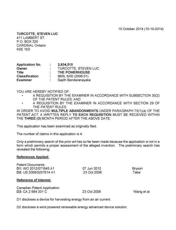 Document de brevet canadien 2834515. Poursuite-Amendment 20131210. Image 1 de 7
