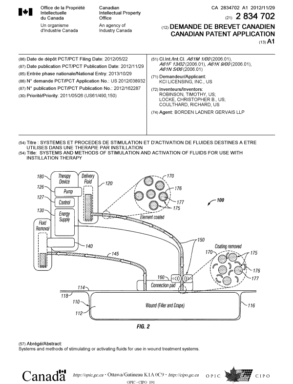 Document de brevet canadien 2834702. Page couverture 20131216. Image 1 de 1