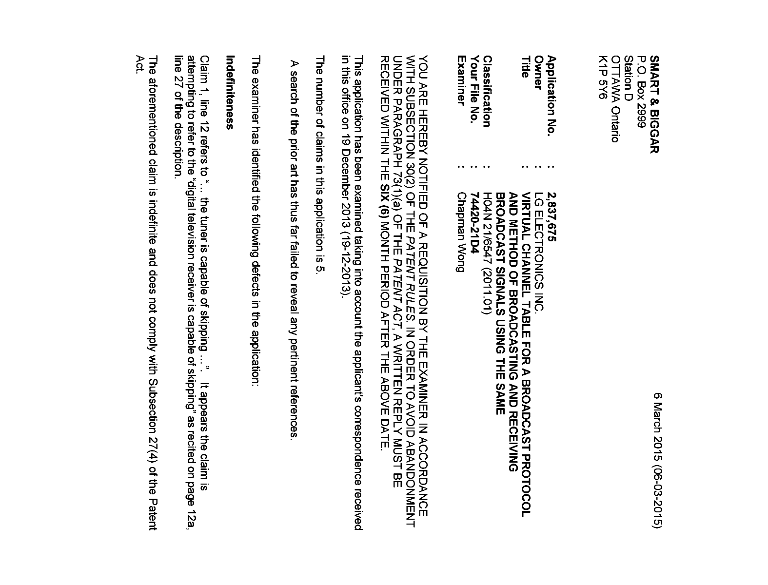 Canadian Patent Document 2837675. Prosecution-Amendment 20141206. Image 1 of 3