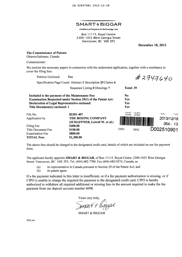 Document de brevet canadien 2837941. Cession 20131218. Image 1 de 10
