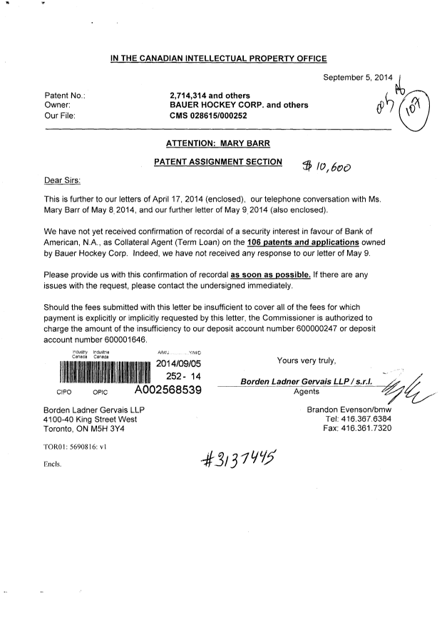 Canadian Patent Document 2838103. Assignment 20131205. Image 1 of 23