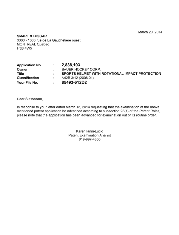 Canadian Patent Document 2838103. Correspondence 20131220. Image 1 of 1