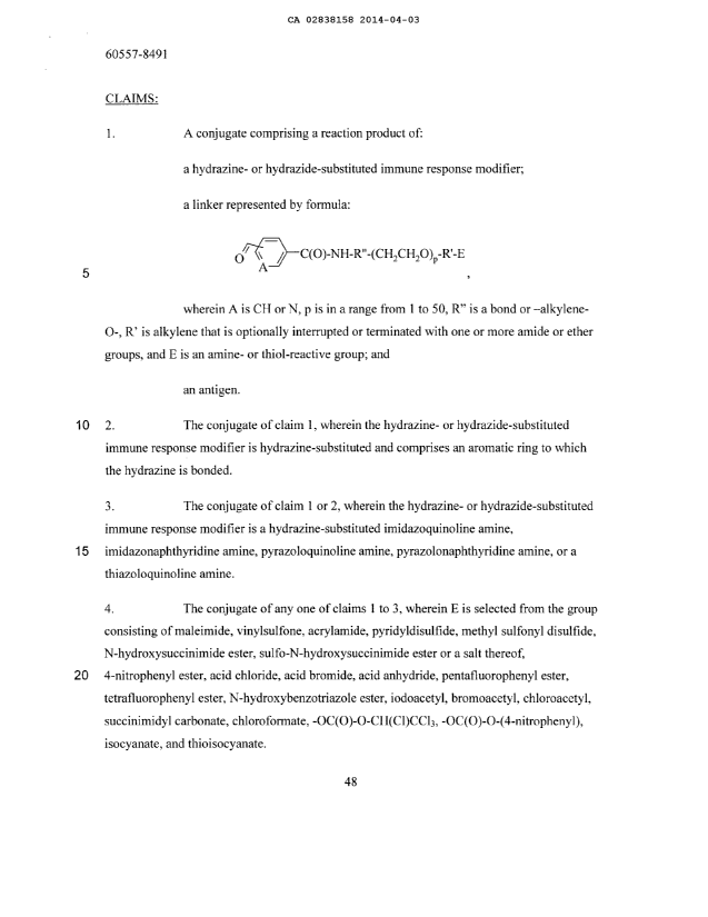 Document de brevet canadien 2838158. Revendications 20140403. Image 1 de 7