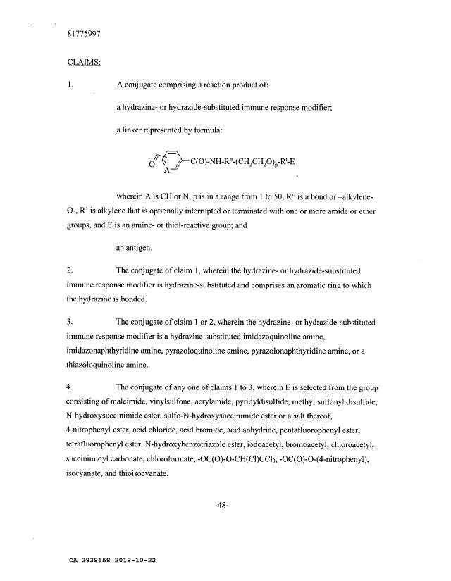 Document de brevet canadien 2838158. Revendications 20181022. Image 1 de 5