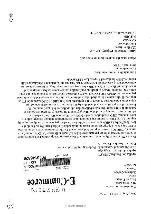 Document de brevet canadien 2838870. Poursuite-Amendment 20161210. Image 1 de 2