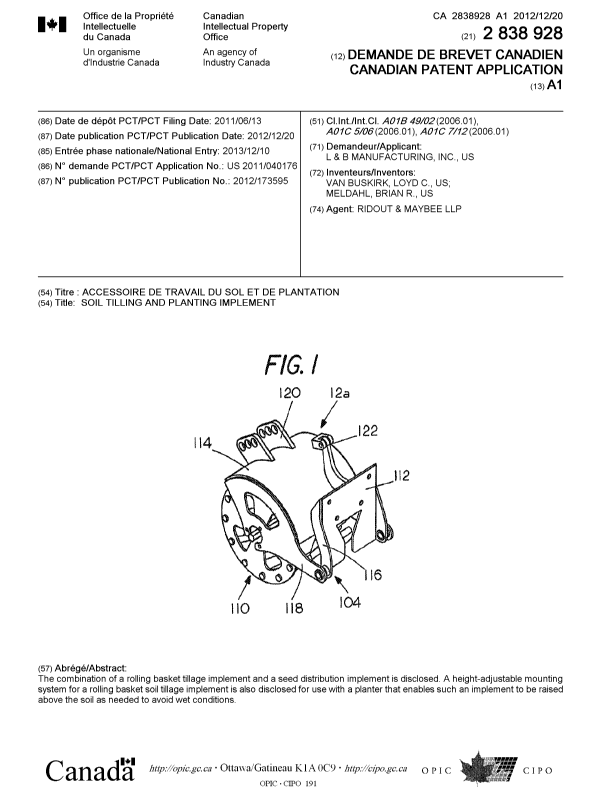 Document de brevet canadien 2838928. Page couverture 20131227. Image 1 de 1