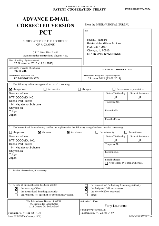 Document de brevet canadien 2839704. PCT 20131217. Image 1 de 10