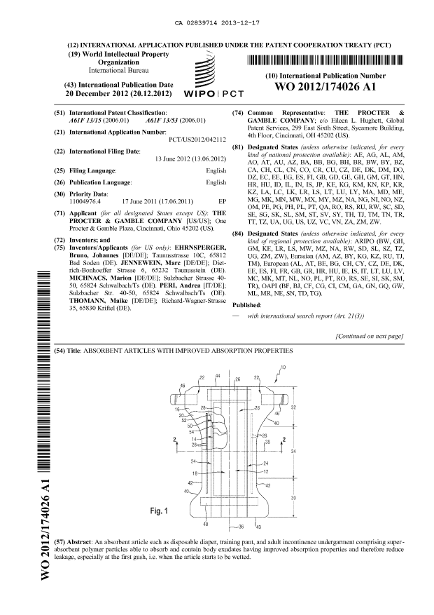 Canadian Patent Document 2839714. Abstract 20131217. Image 1 of 2