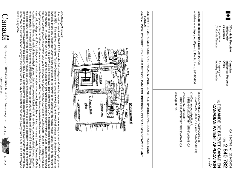 Canadian Patent Document 2840782. Cover Page 20140415. Image 1 of 1