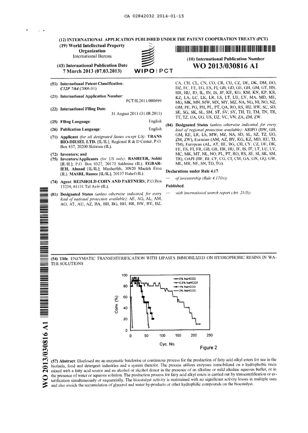Document de brevet canadien 2842032. PCT 20131215. Image 1 de 7