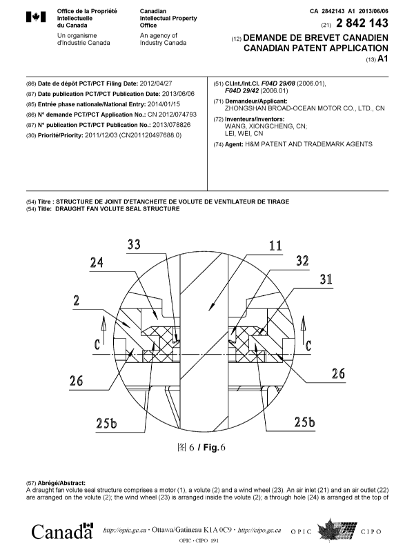 Canadian Patent Document 2842143. Cover Page 20140228. Image 1 of 2
