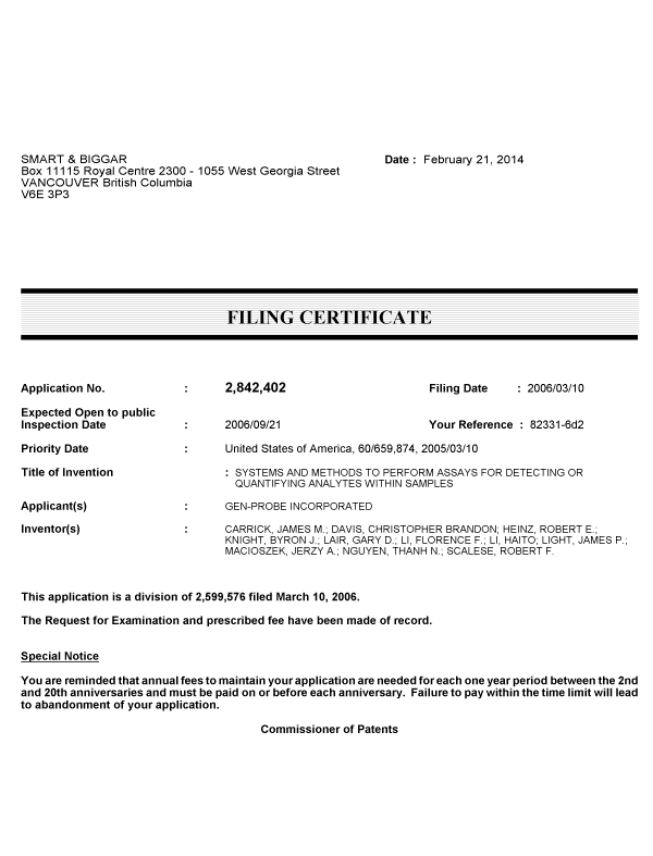 Canadian Patent Document 2842402. Correspondence 20140221. Image 1 of 1
