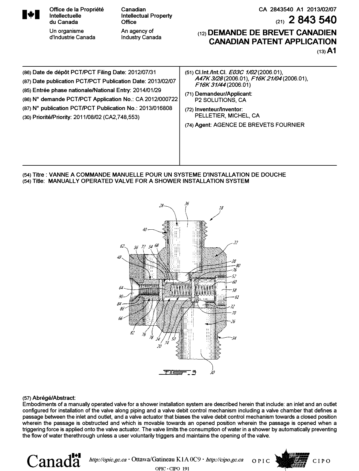 Document de brevet canadien 2843540. Page couverture 20140313. Image 1 de 1