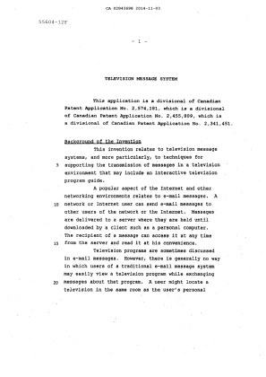 Document de brevet canadien 2843698. Description 20141227. Image 1 de 60