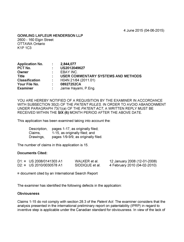 Canadian Patent Document 2844077. Prosecution-Amendment 20150604. Image 1 of 4