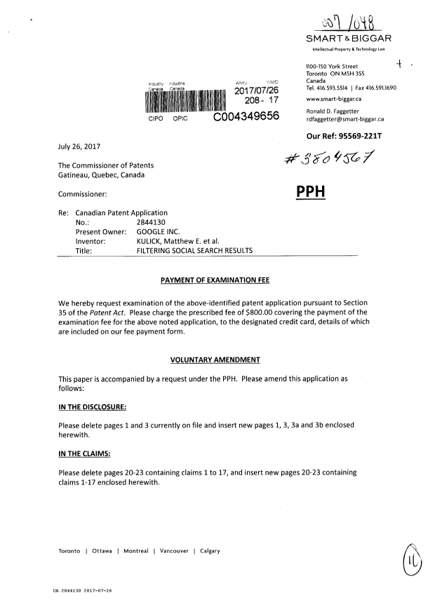 Canadian Patent Document 2844130. Request for Examination 20170726. Image 1 of 11