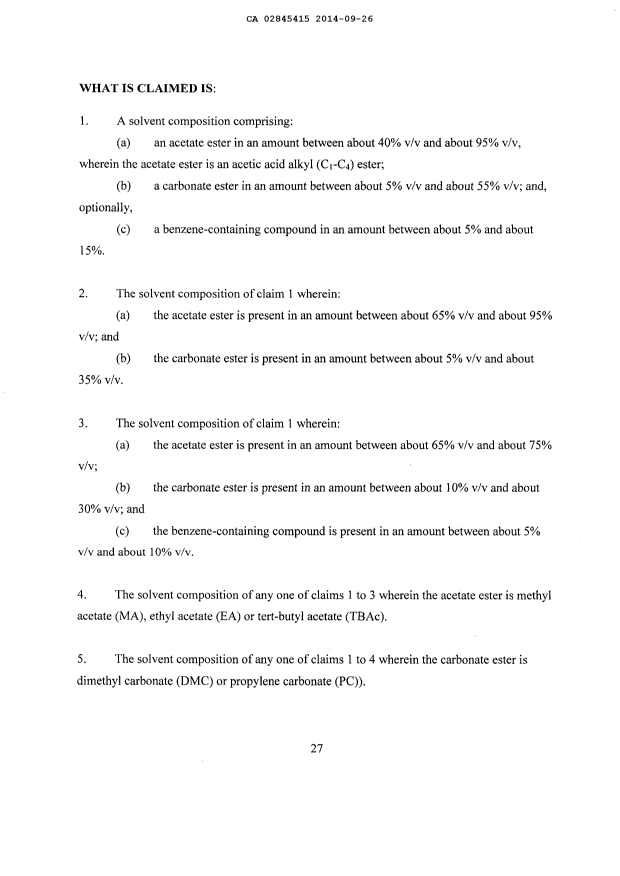 Document de brevet canadien 2845415. Revendications 20131226. Image 1 de 5