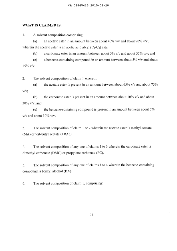 Document de brevet canadien 2845415. Revendications 20141220. Image 1 de 7