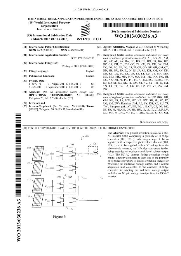 Document de brevet canadien 2845664. Abrégé 20140218. Image 1 de 2