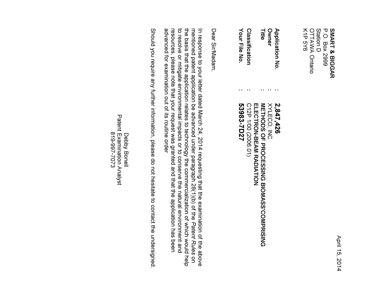 Document de brevet canadien 2847426. Poursuite-Amendment 20131215. Image 1 de 1