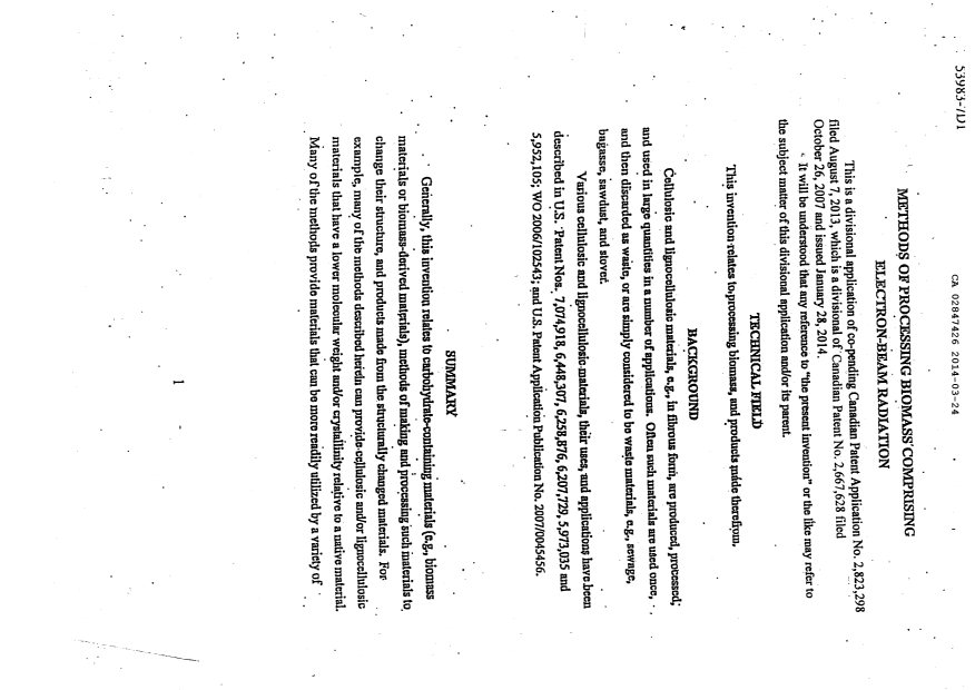 Document de brevet canadien 2847426. Description 20131224. Image 1 de 126