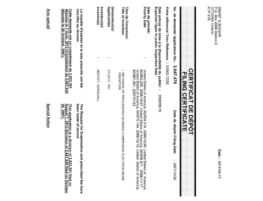 Document de brevet canadien 2847476. Correspondance 20131215. Image 1 de 2