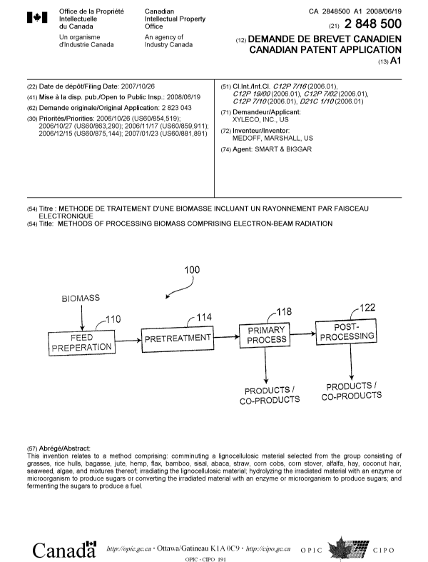 Document de brevet canadien 2848500. Page couverture 20131228. Image 1 de 1