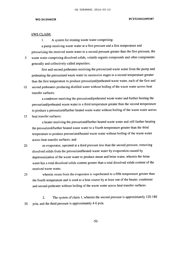 Document de brevet canadien 2848661. Revendications 20140313. Image 1 de 11