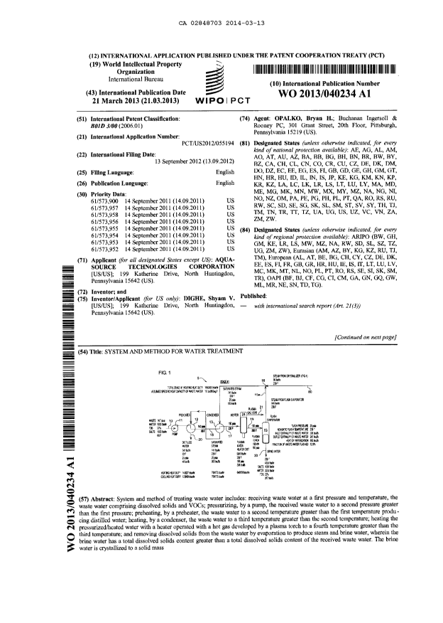Document de brevet canadien 2848703. PCT 20131213. Image 1 de 17