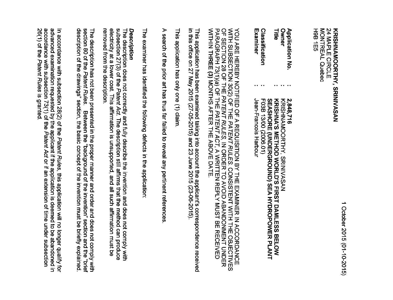 Canadian Patent Document 2848716. Prosecution-Amendment 20141201. Image 1 of 3
